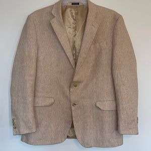 Stafford Classic Fit Beige Linen/Cotton 2 Button Sports Coat Mens 44 Long